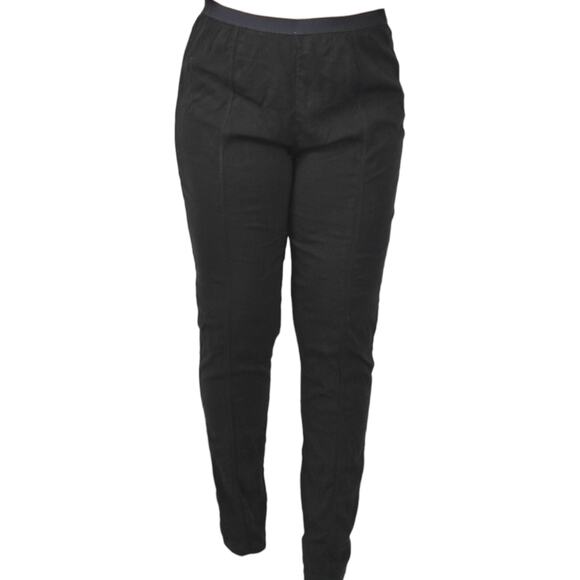 Free People Pants Black Ankle Laces Lacing Straight Pull On Rayon Stretch Large - Picture 13 of 16